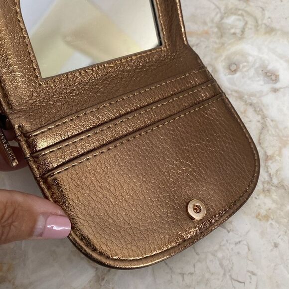 Love & Lore Vegan Bronze Gold Tone Compact Zip Wallet - Picture 4 of 10